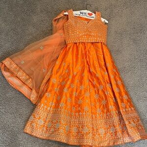 Orange Embroidered Lehenga